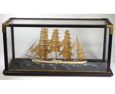 Glass cased diorama ship 'Herzogin Cecilie' a sailor built, (circa 1920), diorama of clipper 'Herzogin Cecilie,' built Bremer