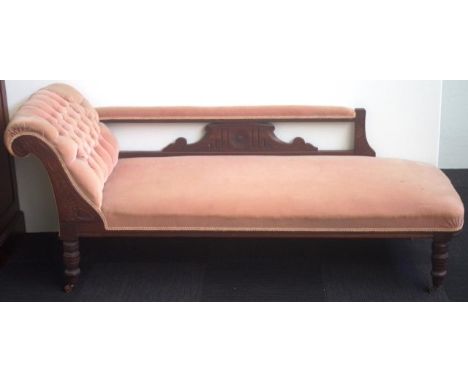 Edwardian chaise Longue with button back. 185cm in length.