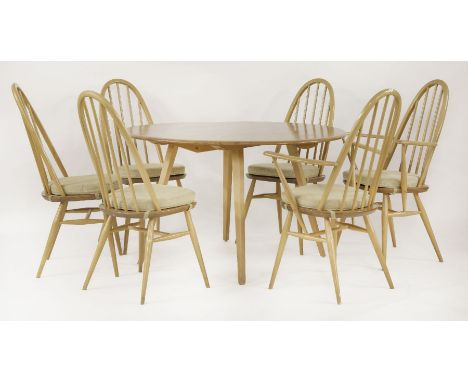 An Ercol ash drop-leaf table,114cm long, andsix chairs (4 and 2)