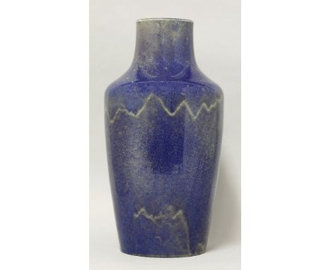 A large Ruskin Pottery vase,with a mottled streaky-cream and blue/purple glaze, impressed 'WHT' for William Howson Taylor,41c