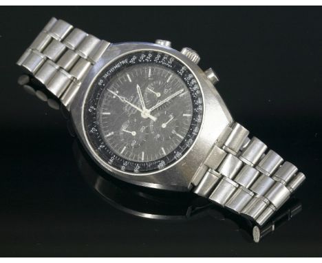A gentlemen's stainless steel Omega Speedmaster Professional Mark II, c.1969.a circular black dial, three subsidiary dials, l