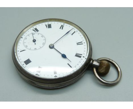 An engine turned silver cased pocket watch, London import mark for 1910 