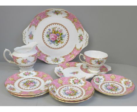 A collection of Royal Albert Lady Carlyle; a bread plate, a cup, a/f, three saucers, two side plates, a tea for one dish and 