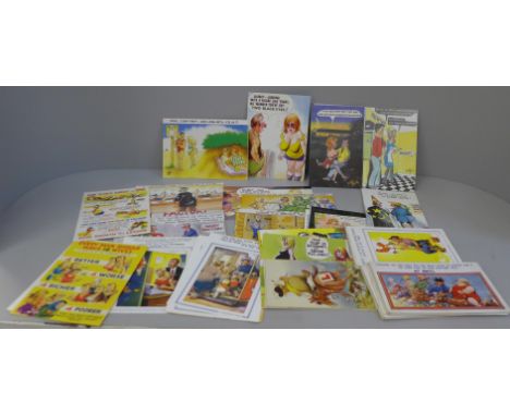 Postcards; 75 Bamforth comic postcards, vintage to modern 