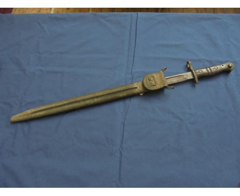 Military bayonet with metal sheath, possibly First World War 