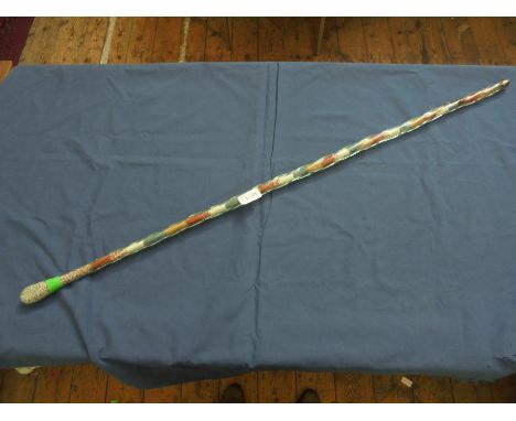 Long ornamental twisted glass walking stick of Victorian era