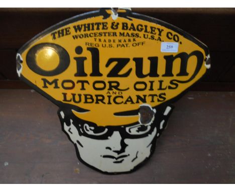 Enamel sign Oilzum motor oil and lubricants.