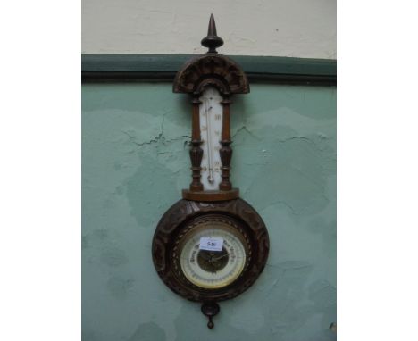 Small Victorian barometer with temperature gauge, highly decorative