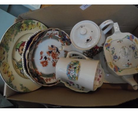 Mixed selection of ceramic plates and  teapots including Alfred Meakin and Spode