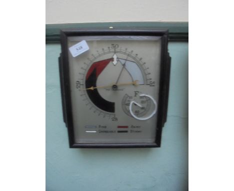 Unusual pressure gauge and barometer with code showing, Fine, Changeable, Stormy and named Meteoroid 