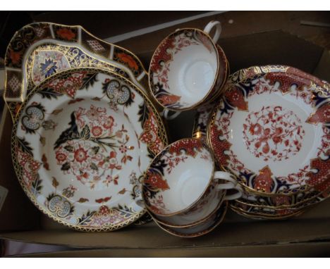 Six Royal Crown Derby cups and saucers with the reference 4314, soup bowl reference 393, side plates reference 4314 and oval 