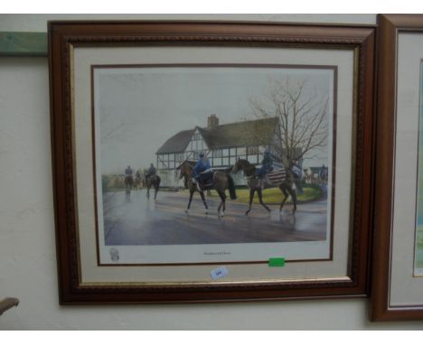 Large framed limited edition print (185 of 500) entitled "Weather Cock House" with portrait and signature of Jenny Pitman
