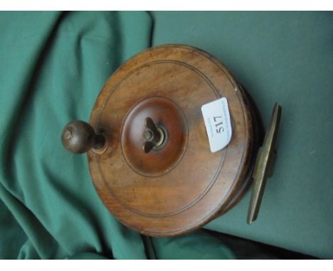 Large wooden and brass sea fishing reel