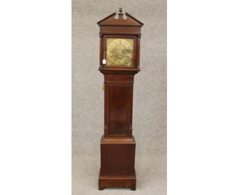 AN OAK LONGCASE by William Stevenson, Wolverhampton, the eight day movement with anchor escapement striking on a bell, 12" sq