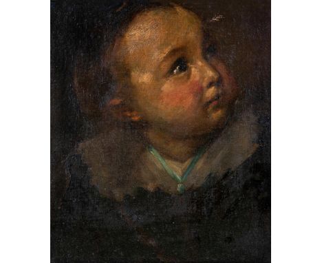 ENGLISH SCHOOL (18th Century), Bust Portrait of a Young Child, oil on canvas, unsigned, 11 1/2" x 10", gilt frame  (Est. plus