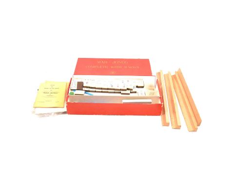 Plastic Mah-jong set by HPG&amp;S Ltd, inlaid puzzle box, lacquered box, Victorian writing slope, miniature drawers, cribbage