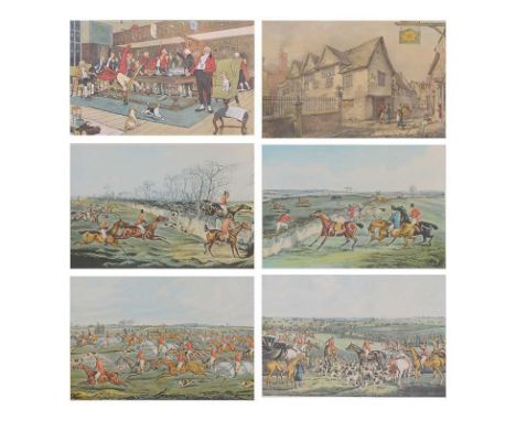 After Cecil Aldin,Hunt Supper,colour print,36x59cm,and five other hunting prints.
