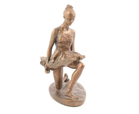 Nathan David,Curtain Call, a gilt patinated bronze ballerina, signed in the cast,applied plaque to base "A Private Commission