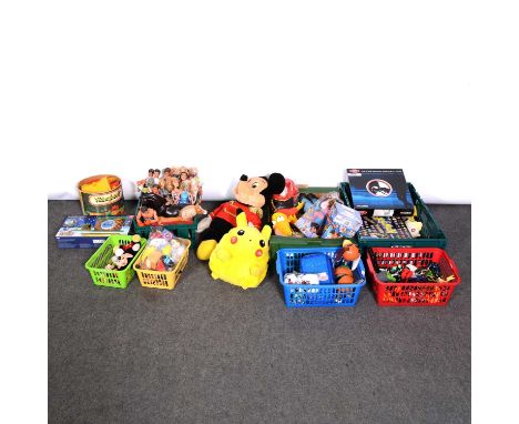 A large quantity of toys and figures, including Corgi TY99135 James Bond film 8 piece gift set, boxed; Action man figures; Ba