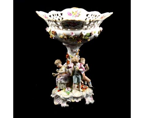 A continental centre piece, Noritake pair of vases, cologne bottle and lidded pot, Royal Worcester twin handled bottle neck v
