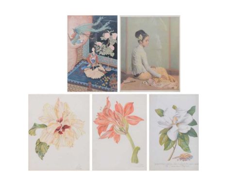 Collection of prints and pictures, including After Sir Gerald Kelly, The Yellow Tamien, 64x50cm;Chinese School, Female in an 