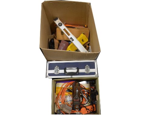 Collection of small engineering tools, mostly used for model railway, including a modern hardwood engineer's tool cabinet, wi