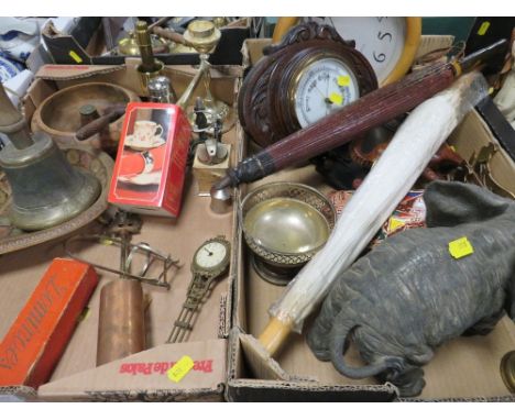Two trays of assorted collectables to include a A.R.P bell etc