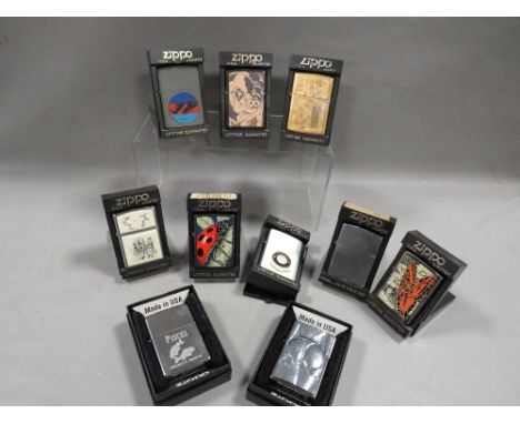 A box containing 10 Zippo lighters