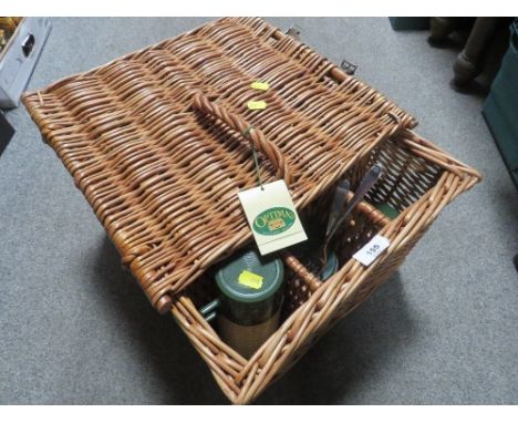 An Optima vintage picnic hamper and contents