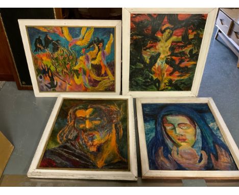 Patricia Arnett - four framed impressionist oils on board to include 'The Bird Fantasy'  (4)