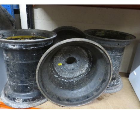 Three large vintage Melmag magnesium racing car wheels