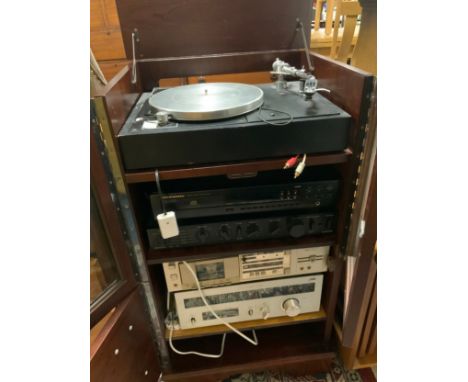 A Connoisseur record deck with a Marantz CD player and stereo cassette deck, audiolab 8000A and a JVC stereo tuner