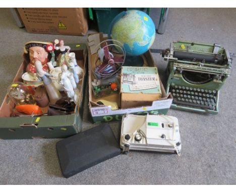 Two trays of vintage collectables to include a vintage desk fan