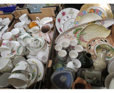 Two trays of ceramics to include Royal Albert, Wedgwood, Carltonware etc.