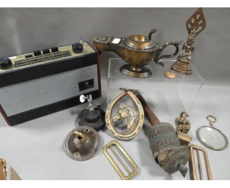 A Dunhill gene lamp table lighter, a Roberts R757 radio and a quantity of collectables