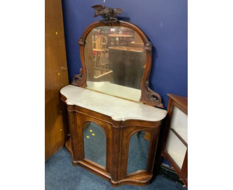 An antique marble topped mahogany chiffonier W 122 cm