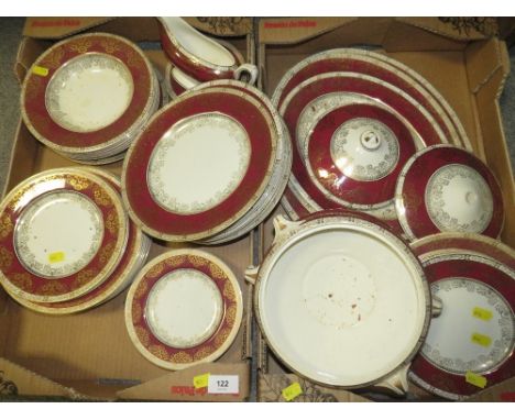 Two trays of vintage Crown Ducal dinnerware