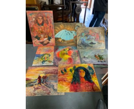 Patricia Arnett - eight unframed impressionist paintings, to include children and religious subjects. (8)