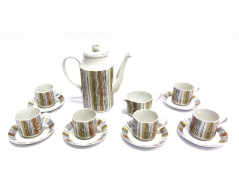 A MIDWINTER 'QUEENSBERRY' SIX SETTING COFFEE SERVICE  the coffee pot 20.5cm high 