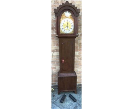 AN 8-DAY LONGCASE CLOCK  the brass dial with silvered chapter ring inscribed 'Peter Bower Redlinch', subsidiary seconds dial 