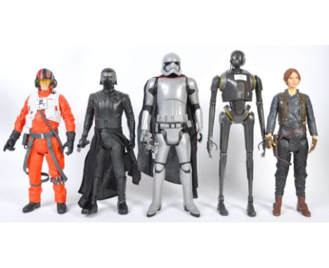 A collection of 5x Star Wars officially licensed 1/4 scale shop display advertising action figures from Rogue One &amp; The S