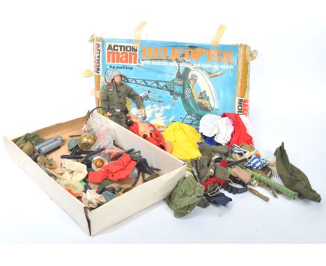 A collection of original retro vintage Palitoy made Action Man &amp; Pedigree made Tommy Gunn action figures and accessories 