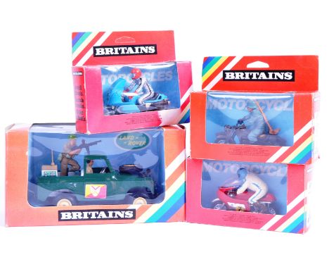 A collection of assorted Britains scale model vehicles to include; 9679 German Despatch Rider, 9678 M.V. Augusta, 9696 B.M.W.