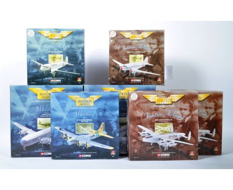 A collection of 7x Corgi Aviation Archive scale diecast model planes comprising: 47101 Douglas C-47A Skytrain USAF, 47401 Avr