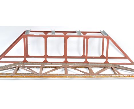 A pair of original G Scale large scale garden model railway train set ' Truss bridges '. Both constructed from metal sheets, 