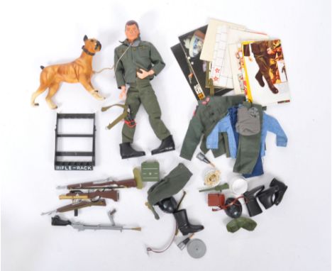 A collection of original vintage Palitoy made Action Man items including a late 1960's painted soft head talking Action Man C