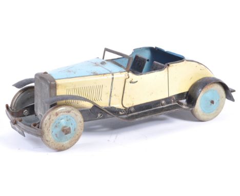 A rare antique c1930's Chad Valley made tinplate / tin plate clockwork ' Open Tourer ' car. Highly detailed, and a charming e