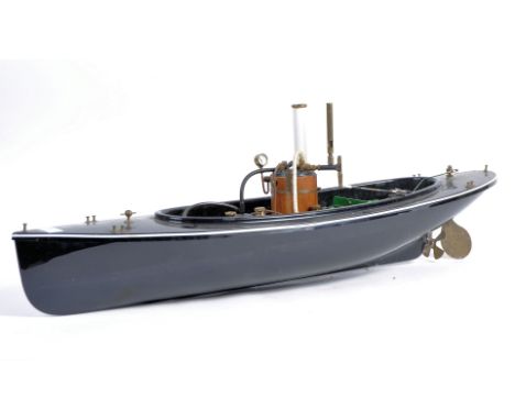 A beautifully made radio controlled live steam model boat. Fitted with Cheddar Models boiler, twin-piston engine, steam whist