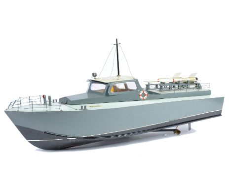 A well made vintage radio controlled model of a WWII Second World War British Motor Torpedo Boat XE395. No radio gear fitted,