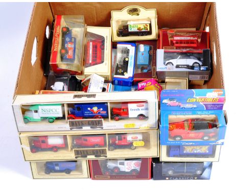 A large collection of 30x assorted boxed scale diecast models to include: Oxford Diecast, COrgi, Cameo, Matchbox Models Of Ye